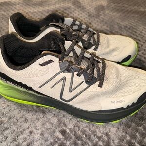 New Balance White and Black Shoes with Neon Green Sole